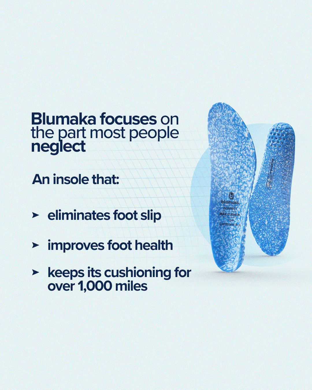 Blumaka focuses on the part most people neglect — eliminates foot slip, improves foot health, 1000 miles