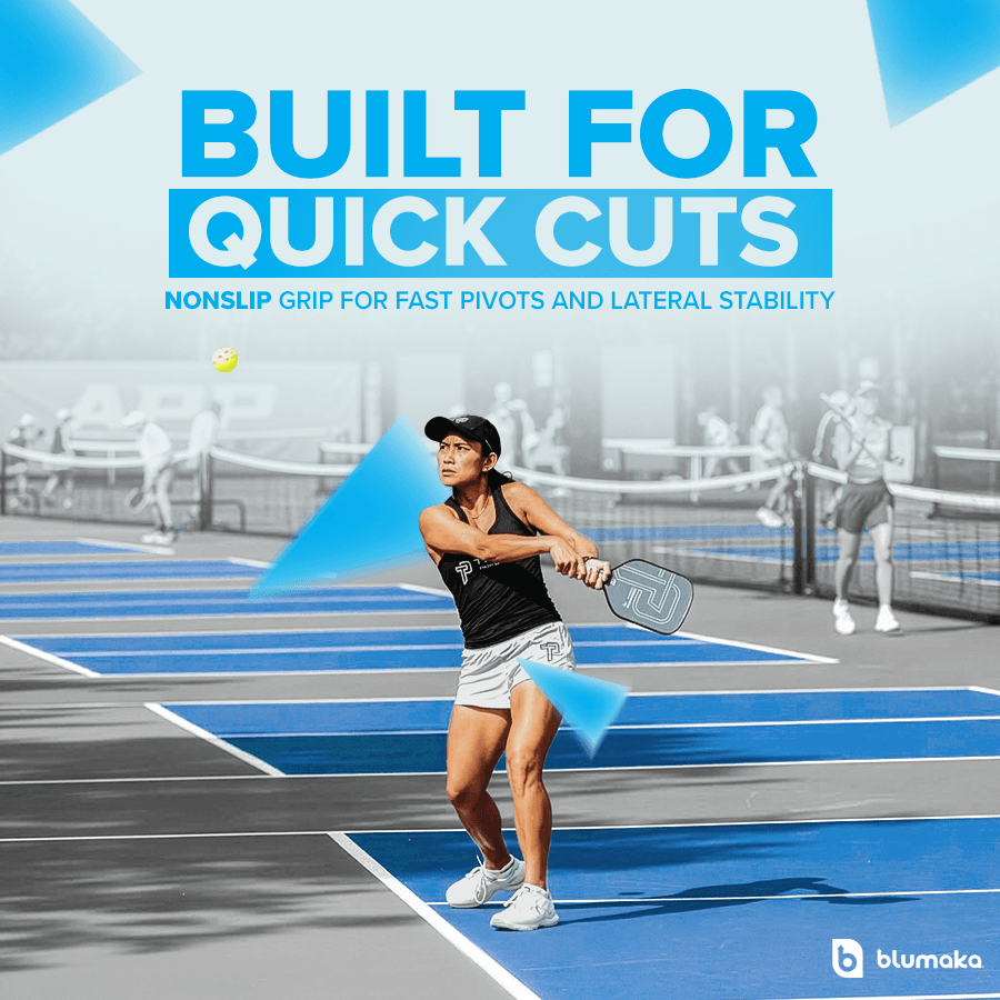 Quick Cuts — Pickleball player making sharp court movements with Blumaka